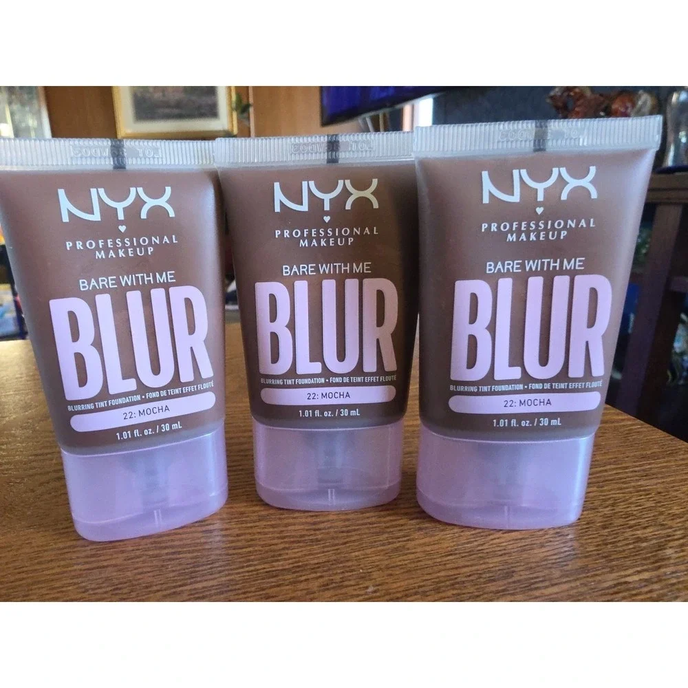 Lot Of 3 NYX PROFESSIONAL BARE With Me‎ BLUR Skin Tint Foundation 22: MOCHA